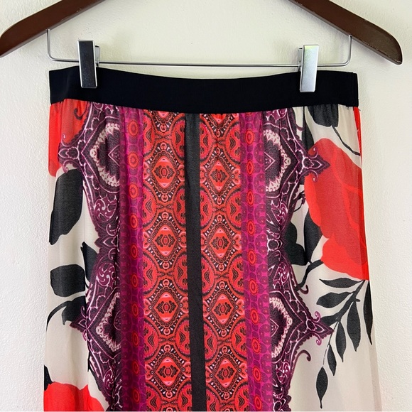 Chico’s Mixed Media Floral Abstract Printed Fully Lined Maxi Length Skirt - Picture 5 of 11